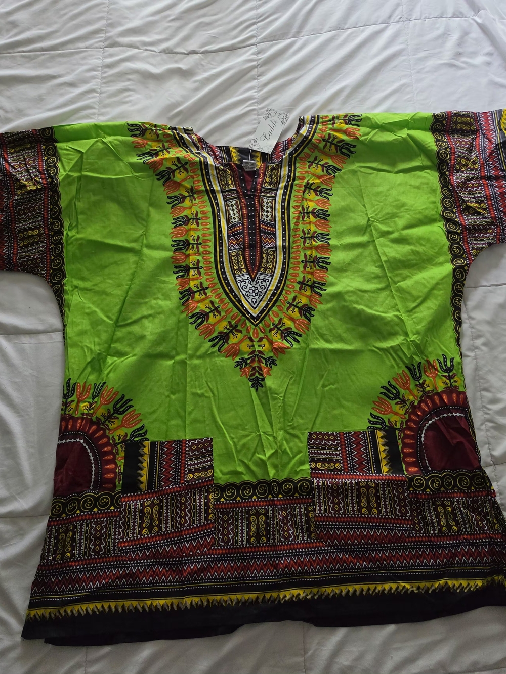Vibrant Green African-Print Tunic Top